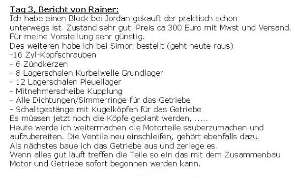 3 Bericht von Rainer